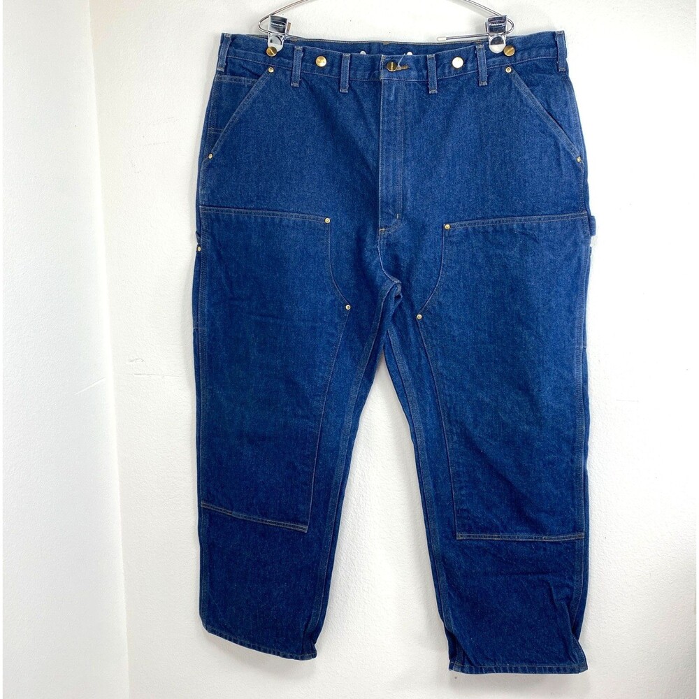 Carhartt Carpenter Dugaree Jeans 44X30 Suspender Buttons Double Knee Cotton